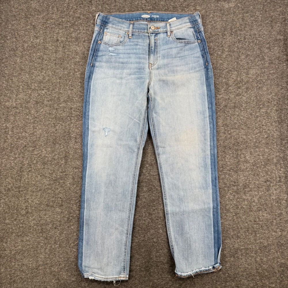 Old Navy Power Jean Perfect Straight Ankle Two Tone Side Stripe Jean Size 6 Crop